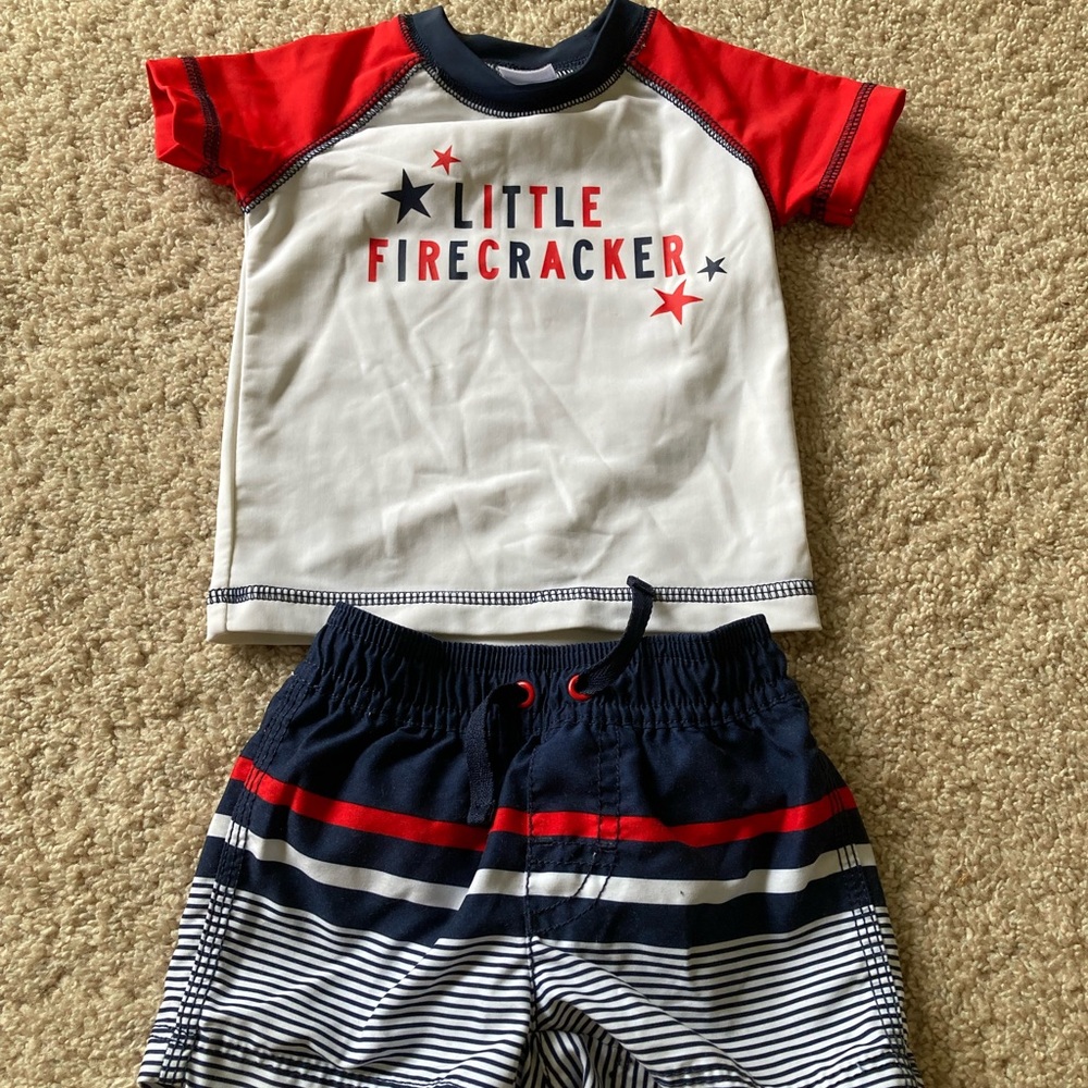 Carters Baby Boy Swim Set Trunk/Rash Guard 3 Months